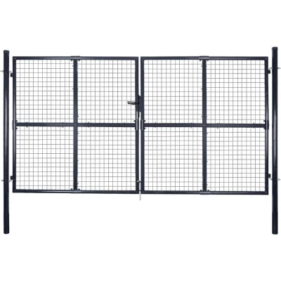 Image of vidaXL Mesh Garden Gate Galvanised Steel 306x200 cm Grey