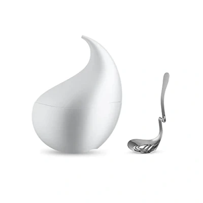 Image of Alessi Nunziatella ESI23 SET Design Container and Perforated Ladle to Serve Mozzarella, in Thermoplastic Resin, White, Kitchen