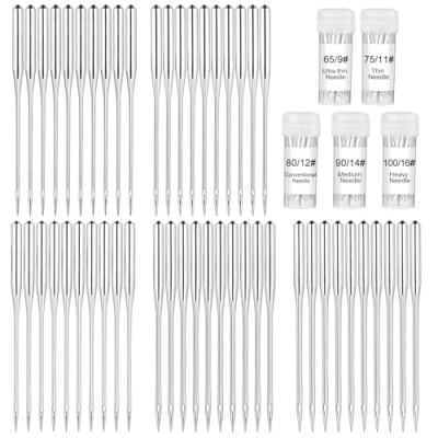 Image of 50 Pcs Sewing Machine Needles, 5 Sizes Universal Sharp Needles for Home