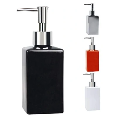 Image of Spirella Quadro Soap Dispenser Stoneware Black Height 16.5 cm x Width 6.5