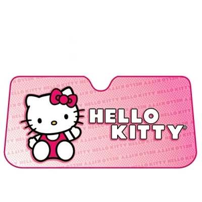 Image of Plasticolor 003681R01 Hello Kitty Sanrio Accordion Style Car Truck SUV Front Windshield Sunshade, 27&quot; X 58&quot;