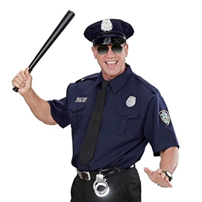 Image of Widmann 11003823 Adult NYPD Police Officer Costume, Blue/Black, M L