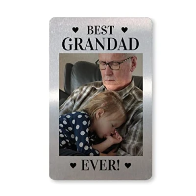 Image of Best Grandad Ever Gift Personalised Photo Wallet Card Birthday For Grandparent