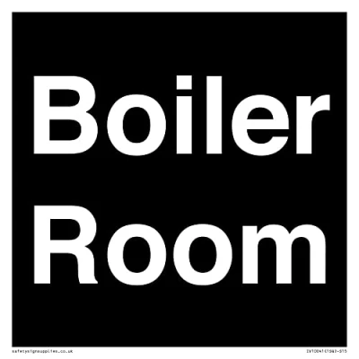 Image of Viking Signs Boiler Room Sign 150x150mm S15,Black/White