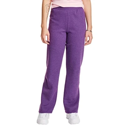 Image of Hanes Womens EcoSmart Fleece Petite Sweatpants, Open Bottom Sizes, 28.5, Violet Splendor Heather, XL