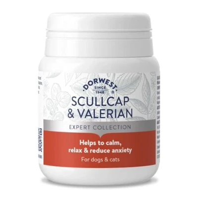 Image of Dorwest Herbs Scullcap &amp; Valerian Calming Tablets for Dogs and Cats, 100 Tablets, Natural Dog Supplements Stress Anxiety Relief Sugar Free, Non Drowsy