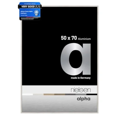 Image of nielsen Alpha Photo Frame 50x70cm Aluminium Picture Frame, Oak White with Protective Float Glass and Push Turn Clips