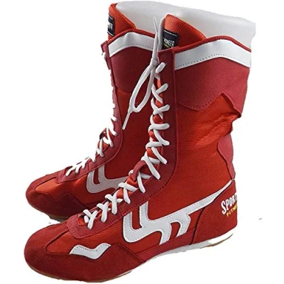 Image of SF Wrestling Shoes Boxing Boots Rubber Sole Combat Training Sport Sneakers for Men&amp;Women&amp;Children Kids Teenage Red