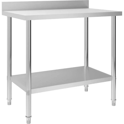Image of vidaXL Kitchen Work Table with Backsplash 100x60x93 cm Stainless Steel
