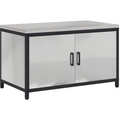 Image of Kitchen Storage Cabinet with Shelf Door Silver Galvanised steel vidaXL