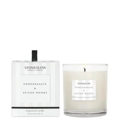 Image of Stoneglow Modern Classics NEW Pomegrante &amp; Spiced Woods Candle in a 90 Milimetre Glass Tumbler