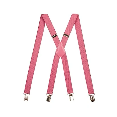 Image of Unisex Skinny Style fully adjustable X Shape Clip on Braces/Suspenders, 2.5cm Light Pink