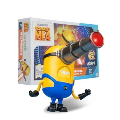 Image of Minions Despicable Me 4 Toys, 4.7 Inch Mega Mel Action Figures，Retractable Eye with Laser and 5 Interchangeable Expressions Minion Model Kits，Gifts for Kids Ages 8 Years &amp; Older