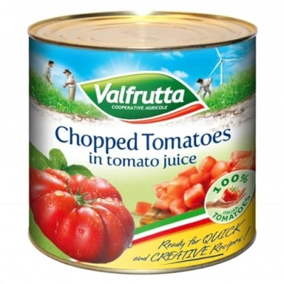 Image of Valfrutta Chopped Tomatoes Tomato Juice Italian Big Catering Tin Can 2.5kg