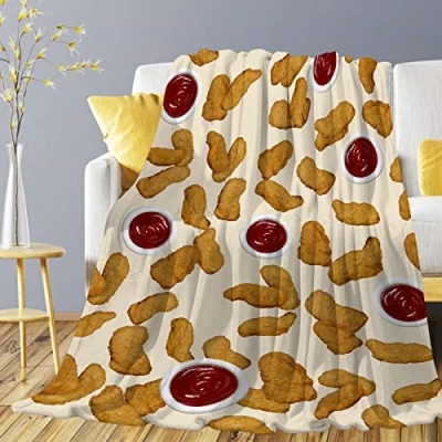 Image of Chicken Nuggets Fall Winter Food Blanket Lightweight Plush Cozy Super Soft Flannel Fleece Warm Throw Blankets Home Decor for Bed Couch Sofa Living Room 60&quot;x50&quot; M Teen