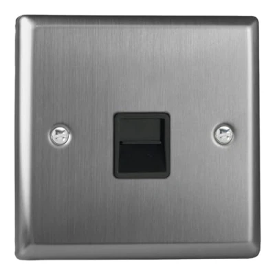 Image of Varilight XTTMB Classic Brushed Steel 1 Gang Telephone Master Socket