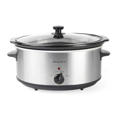 Image of Progress EK4610P 6.5L Slow Cooker Family Size Multi with Lid, Removable Ceramic Cooking Pot, 3 Heat Settings, Year Round for Stew, Soup, Chilli, Curry, Casseroles, Cool Touch Handles