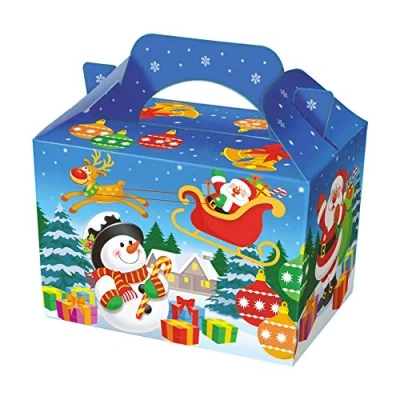 Image of CHRISTMAS Party Boxes PACK OF 10 Children/Kids Carry Food Meal Fun Picnic Birthday Wedding Favour / Baby Shower Box Loot Bag