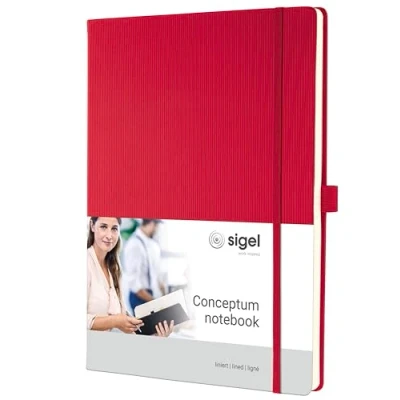 Image of SIGEL CO645 Premium Notebook lined, A4, hardcover, Red Conceptum