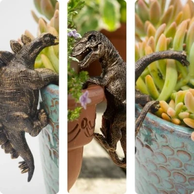 Image of Trex, Stegosaurus, Brachiosaurus Set of Three Pot Buddies Plant Hangers