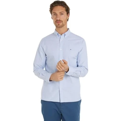 Image of Tommy Hilfiger Solid Heritage Oxford Shirt Shirt, Men&#039;s, Size: XS, Cloudy blue