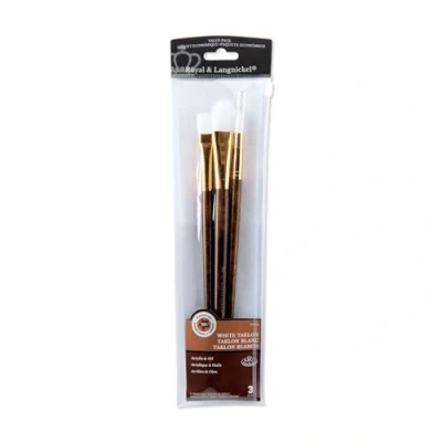 Image of Royal and Langnickel Long Handle Taklon Variety Brush Set White (Pack of 3)