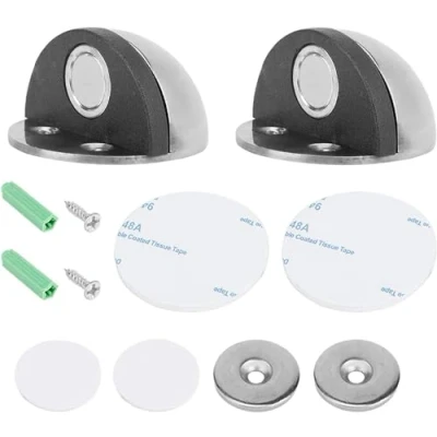Image of 2 PCS Magnetic Door Stop,Half Moon Floor Stopper with Rubber Bumper, Stainless Steel Stopper, can Cushion Wall from Damaged