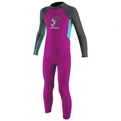 Image of O&#039;Neill Wetsuits Children&#039;s Toddler Reactor Ii Back Zip Full Wetsuit, Berry/Light Aqua/Graphite, 2 UK