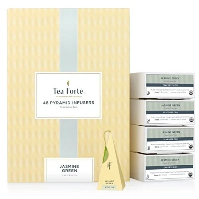 Image of Tea Forté Jasmine Green EVENT BOX Bulk Pack, 48 Handcrafted Pyramid Infuser Bags