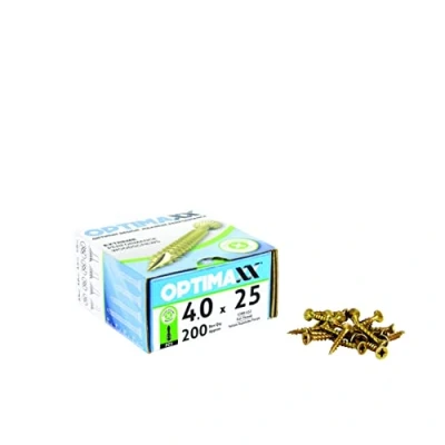 Image of 4.0 Optimaxx Extreme Performance Wood Screws 200PC Box (4.0x25mm, Zinc Plate &amp; Yellow Passivated, Pozi Screws)