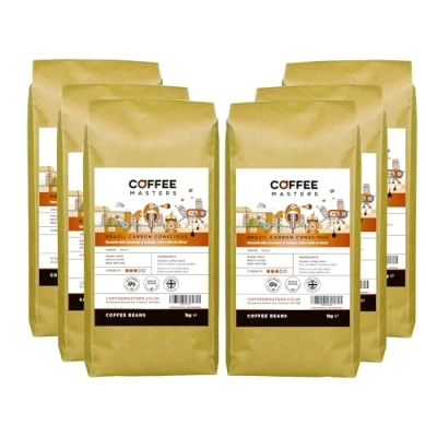 Image of Coffee Masters Brazil Carbon Neutral Beans 6x1kg Single Origin 100% Arabica for a Heavy Bodied Creamy Espresso Medium Roasted Brazilian Ideal Machines