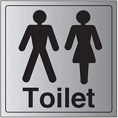 Image of V Safety General Door Gents/Ladies Toilet Sign 200mm x 3mm Brushed Alu Comp