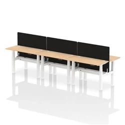 Image of Air B2B 1200x600mm Adjustable 6P Bench Desk CP Maple/White + Screen