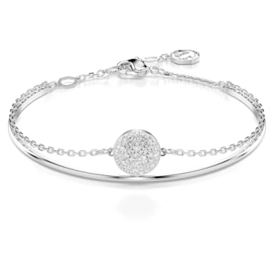 Image of Swarovski Meteora bangle, White, Rhodium plated