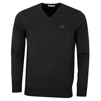Image of Calvin Klein Golf Mens V Neck Tour Sweater Charcoal Marl L
