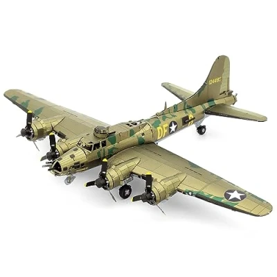 Image of Metal Earth Fascinations ME1009 Construction Kits Bomber B 17 Flying Fortress, Laser Cut 3D Kit, Puzzle, DIY Model Kit with 2.5 Boards, from 14 Years