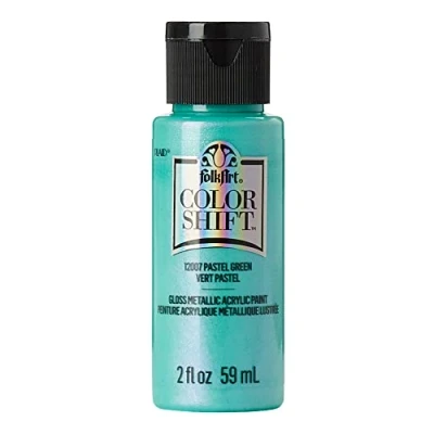 Image of FolkArt Acrylic, Green Pastel 2 fl oz Premium Metallic Finish Paint, Perfect for Easy to Apply DIY Arts and Crafts, 12007 Color Shift PASTL GRN, (Pack of 1)