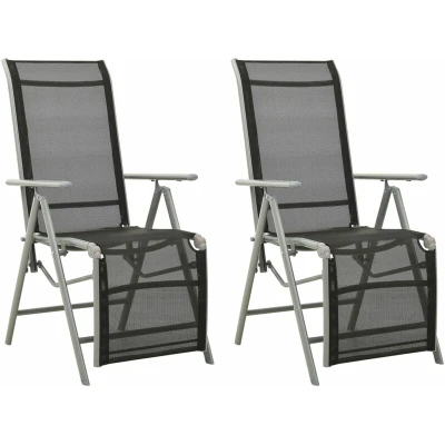 Image of vidaXL Reclining Garden Chairs 2 pcs Textilene and Aluminium Silver