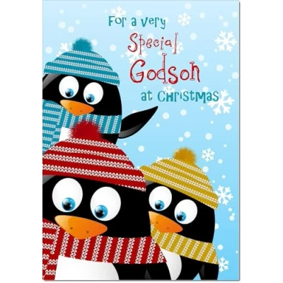 Image of doodlecards Godson Cute Christmas Card Medium Size with Plain Envelope