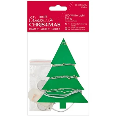 Image of Create Christmas 20 LED Light String, White, Xmas Crafts, Card Making, Scrapbooking, Gifts, Battery Operated Fairy String Lights, Bedroom, Wedding Decor, Party, Christmas, Mini Decoration