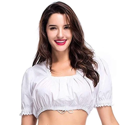 Image of Boolavard Traditional Bavarian Oktoberfest Blouse German Dirndl (S) White