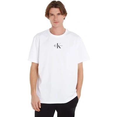 Image of Calvin Klein Jeans Men Short sleeve T shirt Monologo Regular Crew Neck, White (Bright White), XXL