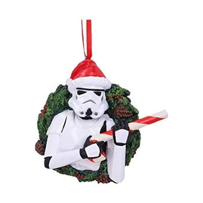Image of Nemesis Now Stormtrooper Wreath Hanging Ornament 9cm, Resin, White, Officially Licensed Merchandise, Christmas Decoration, Cast in the Finest Expertly Hand Painted