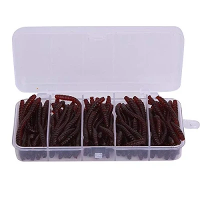 Image of Pack of 100pcs 6cm Silicone Soft Fishing Worm Lure, Lifelike Bait Lure Kit