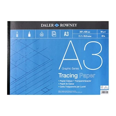 Image of Daler Rowney Graphic Series A3 60gsm Tracing Paper Pad, 50 Sheets, Acid Free, Ideal for Artists &amp; Students