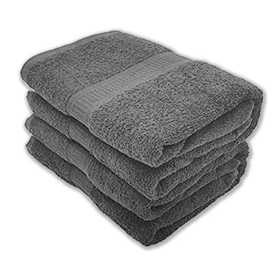 Image of Pack of 2 Bath Sheets Set 100% Egyptian Cotton Hotel Quality Premium Towels 80 x 140 cm Fast Dry Long Lasting Material Bathroom (Grey)