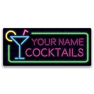 Image of wtf Personalised Cocktails Landscape Twine Metal Wall Sign Plaque Art Inspirational