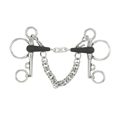 Image of Shires Equikind Plus Pelham Peanut Link Bit 4 1/2 inch Silver Black
