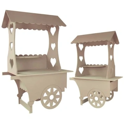 Image of KuKoo Candy Cart Bundle, Wedding Favours Sweet Stalls Birthday Christening, MDF Table Wood Stand