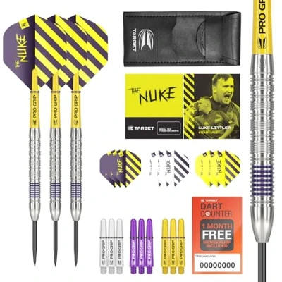 Image of TARGET Darts Luke Littler 80% Tungsten Steel Tip Set, 23G Professional Dart Kit, Pro Grip Shafts, Ultra Flights, Wallet Included Accessories Kit